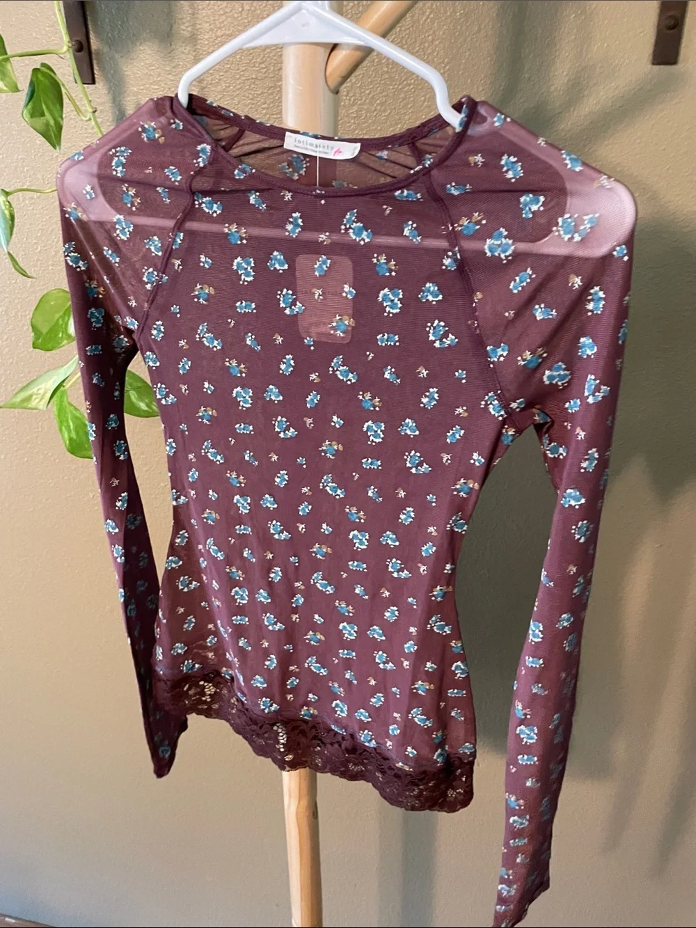 NWT Free People Long Sleeve Midnight Spark layering Top Brown combo